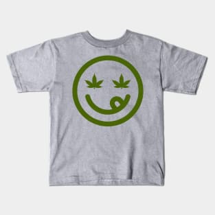 Hippie Face with Cannabis Leaves Kids T-Shirt